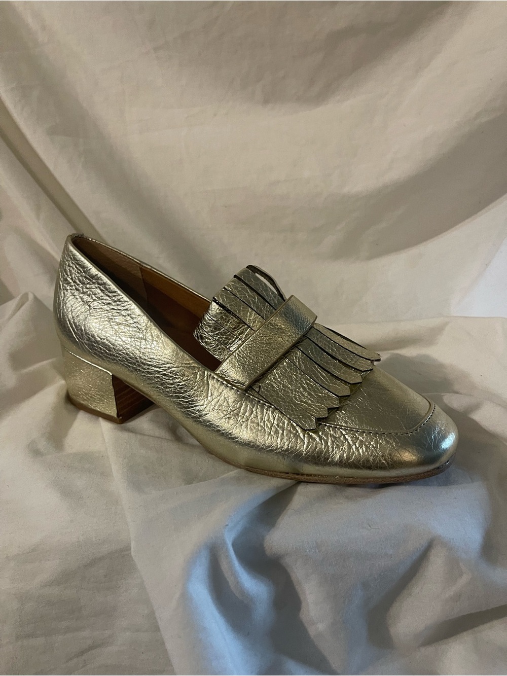 Gold Leather Gentle Souls Kenneth Cole Chunky Heels